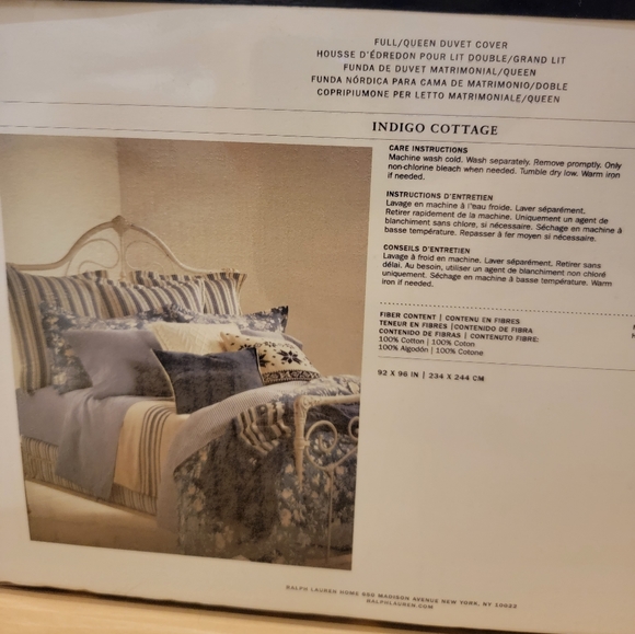 Ralph Lauren Indigo Cottage Floral FULL / QUEEN Duvet Cover - Picture 5 of 7